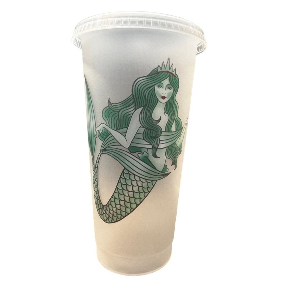 Starbucks Opaque White Reusable Cold Cup With Green Siren